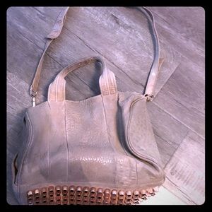 Alexander Wang Tan with rose gold studs